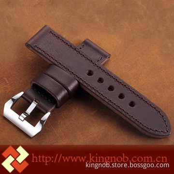 Stylish Handmade Dark Brown Cow Leather Strap for 24mm Watches for Panerai